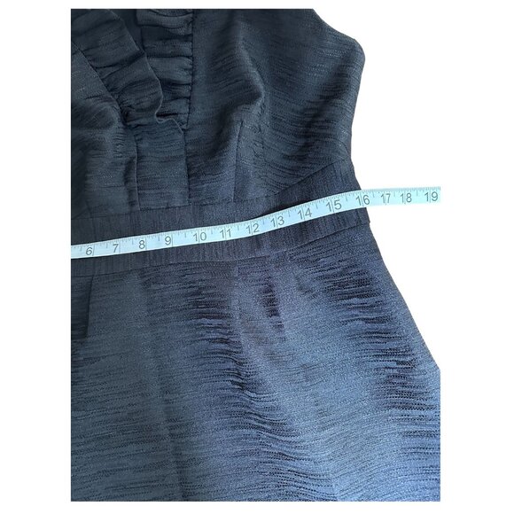 Ann Taylor Halter Dress Size 4 Ruffle Neck Black Textured Sleeveless Office Work - Picture 6 of 7